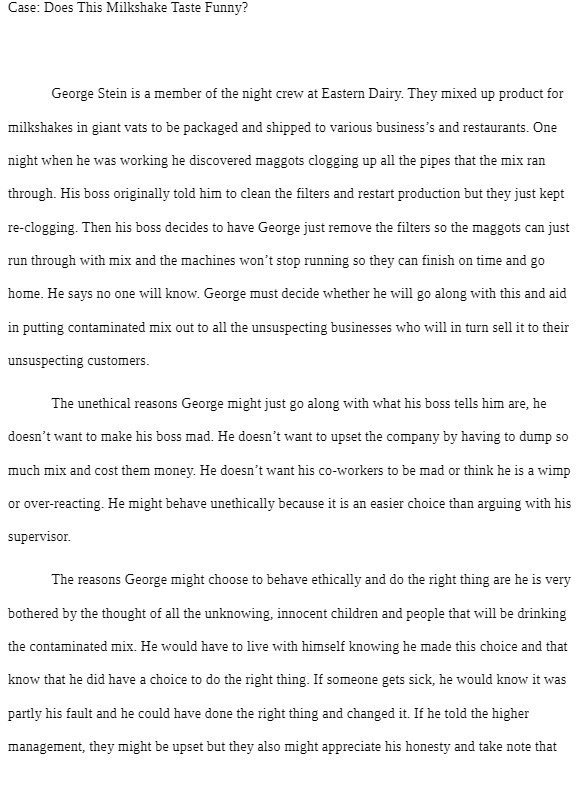  Case: Does This Milkshake Taste Funny? George Stein is a member