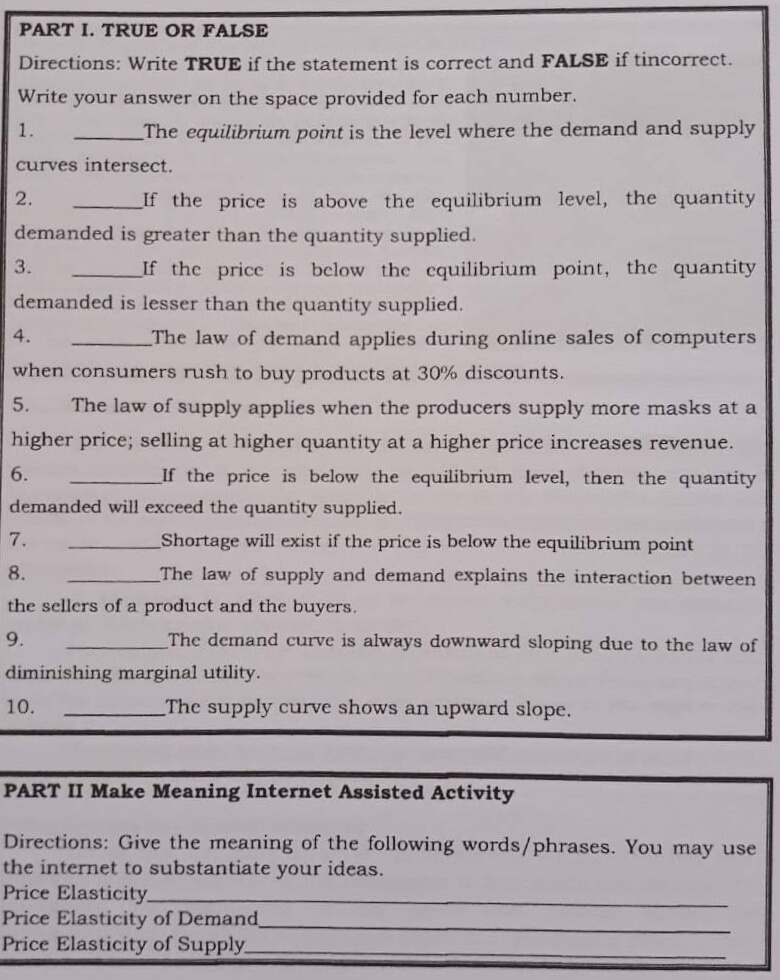 is correct and FALSE if tincorrect. Write your answer on the space