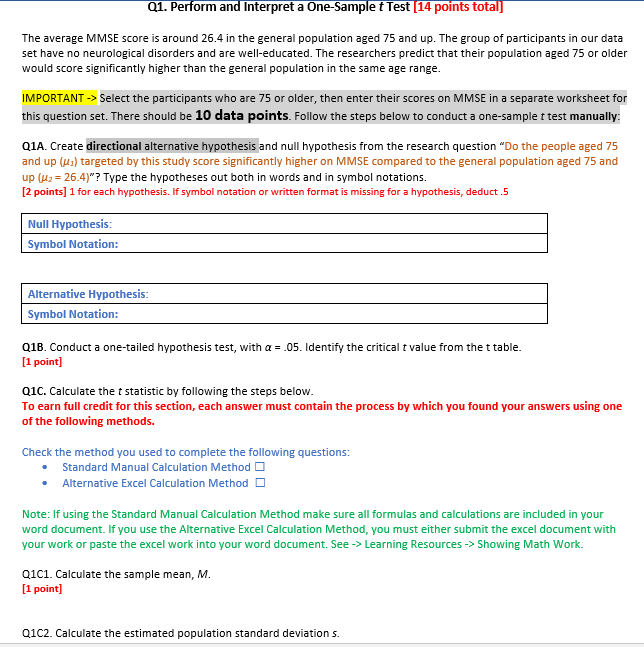 worksheet for this question set. There should be 10 data points. Follow