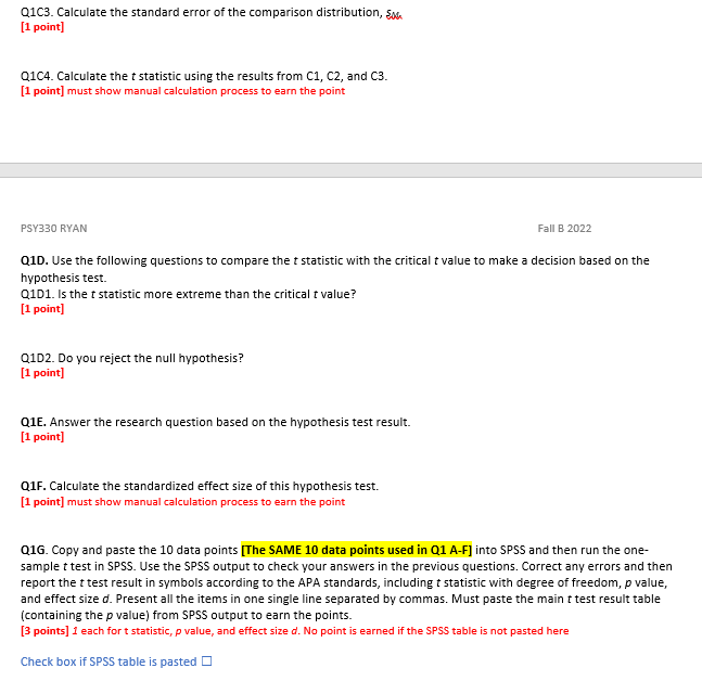the steps below to conduct a one-sample t test manually: Q1A. Create