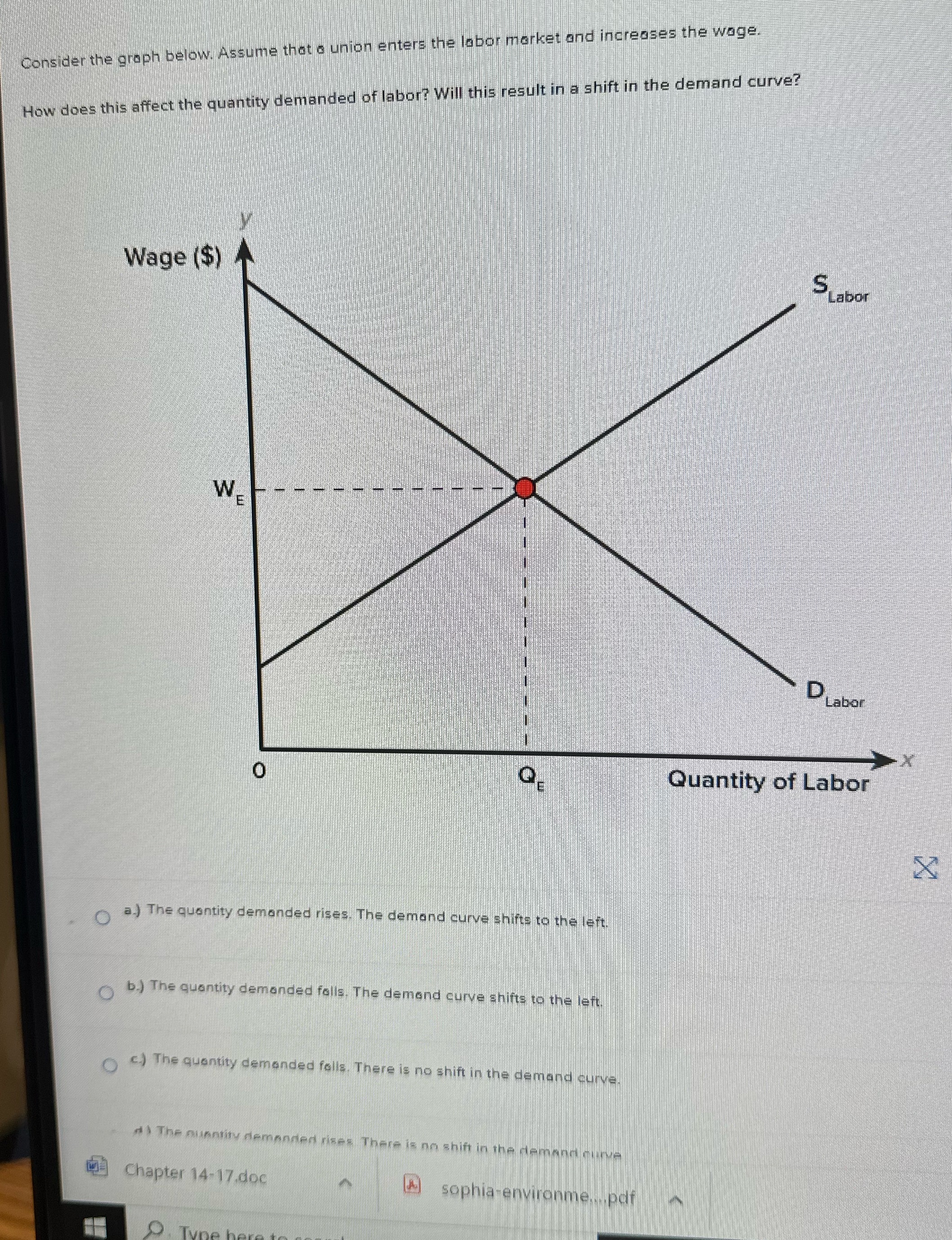 d increases the wage Consider the graph below labor? Will this