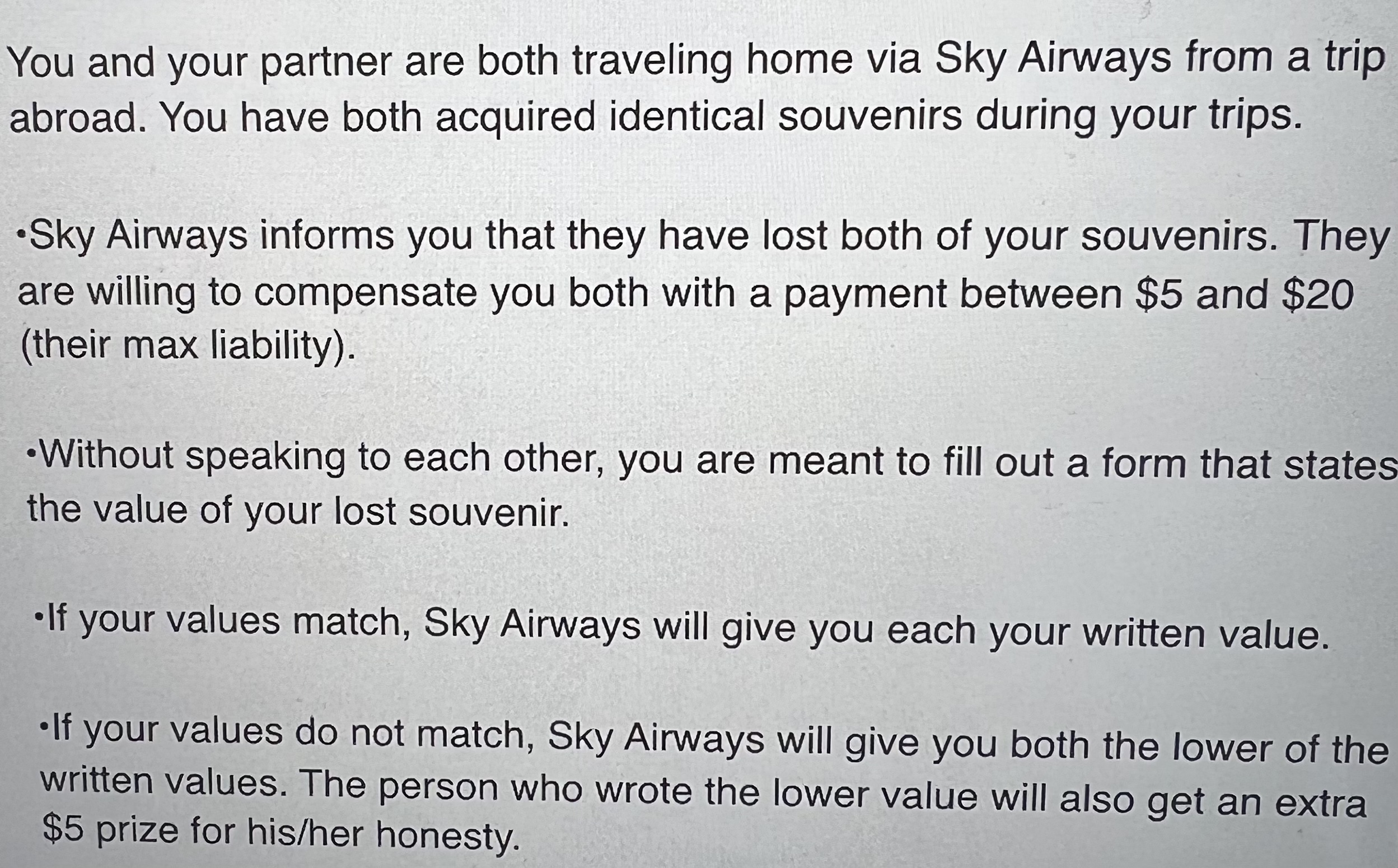  Title : Compensation game reflection You and your partner are both