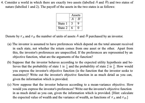 (labelled A and B) and two states of nature (labelled 1 and