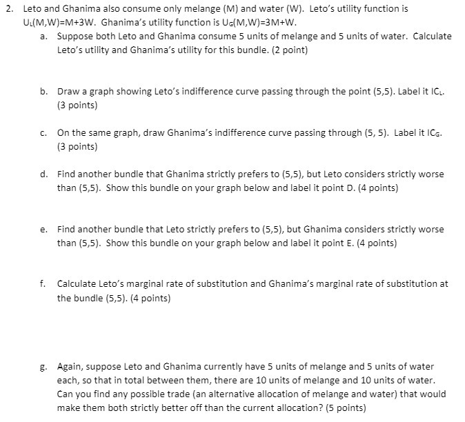  2. Leto and Ghanima also consume only melange (M) and water