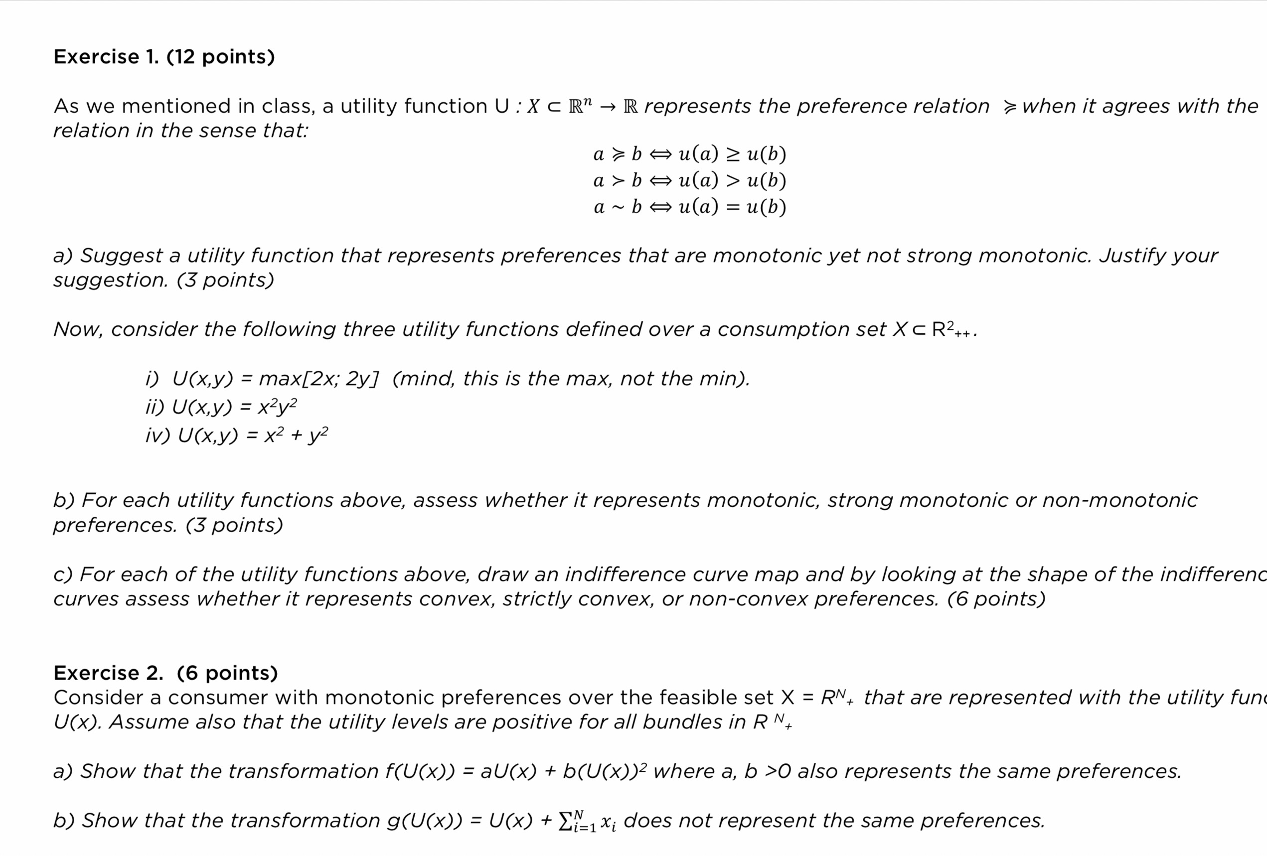 a utility function U :X C 1R" > R represents the preference