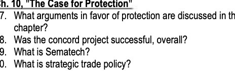 h. 10, "The Case for Protection' 7. What arguments in favor