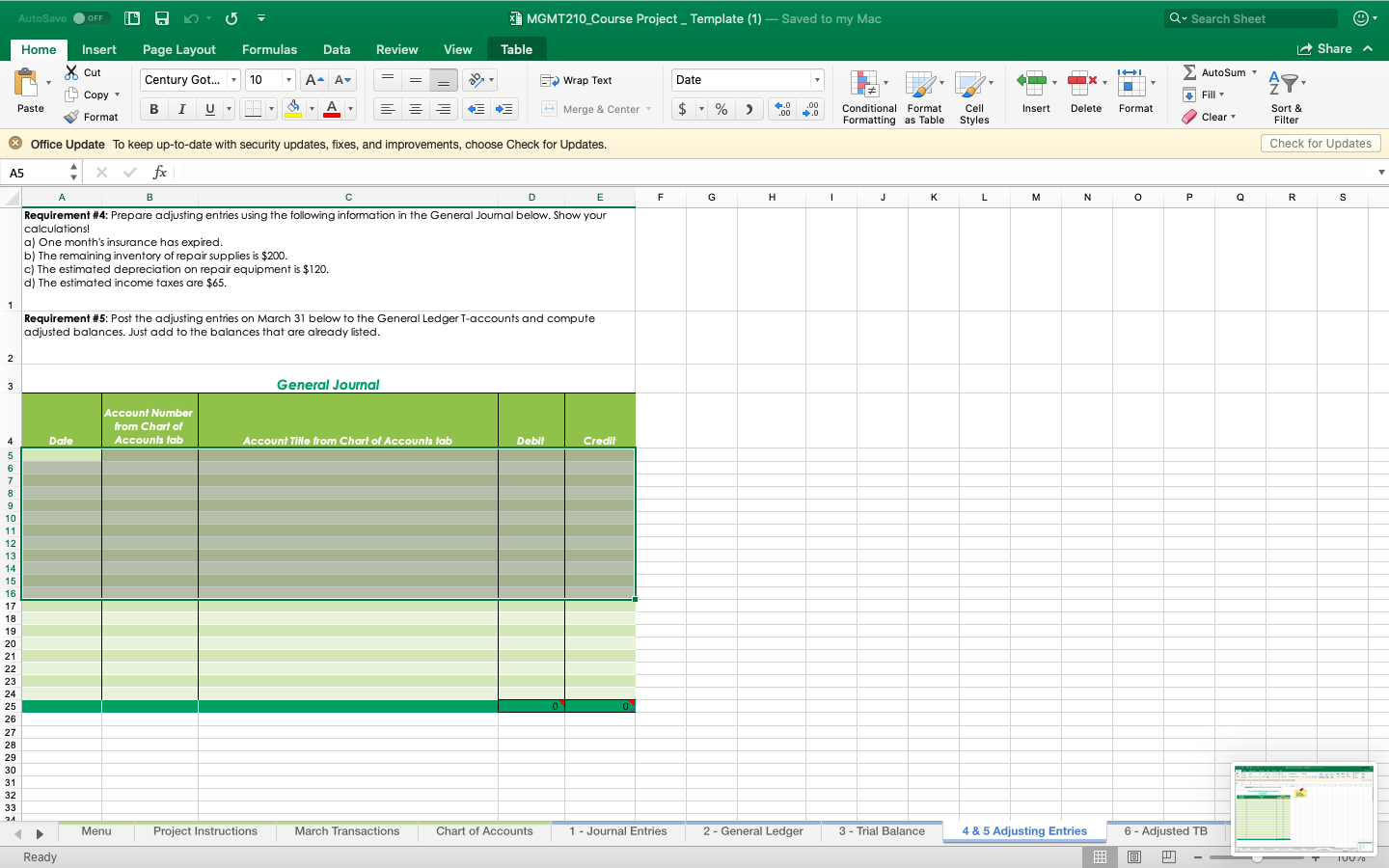 D E F G H K M MGMT210: Course Project 2 Requirement