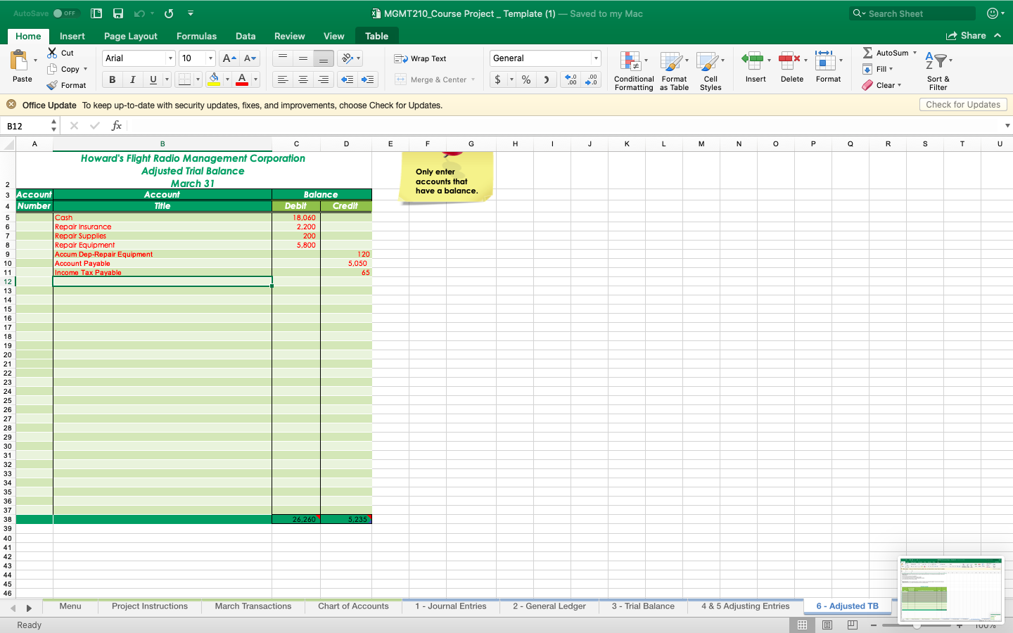 Requirement Description Worksheet Name Prepare the Journal Entries in the General Journal