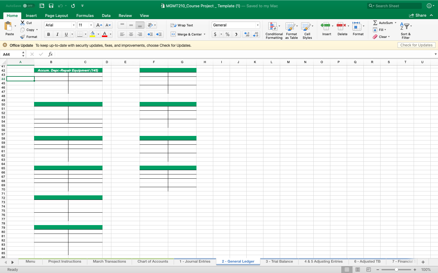Accounts 1 - Journal Entries 2 - General Ledger 3 - Trial