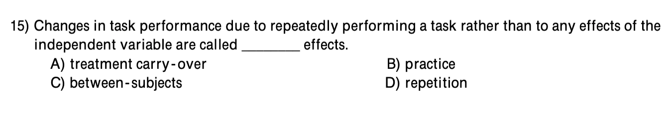 15) Changes in task performance due to repeatedly performing a task