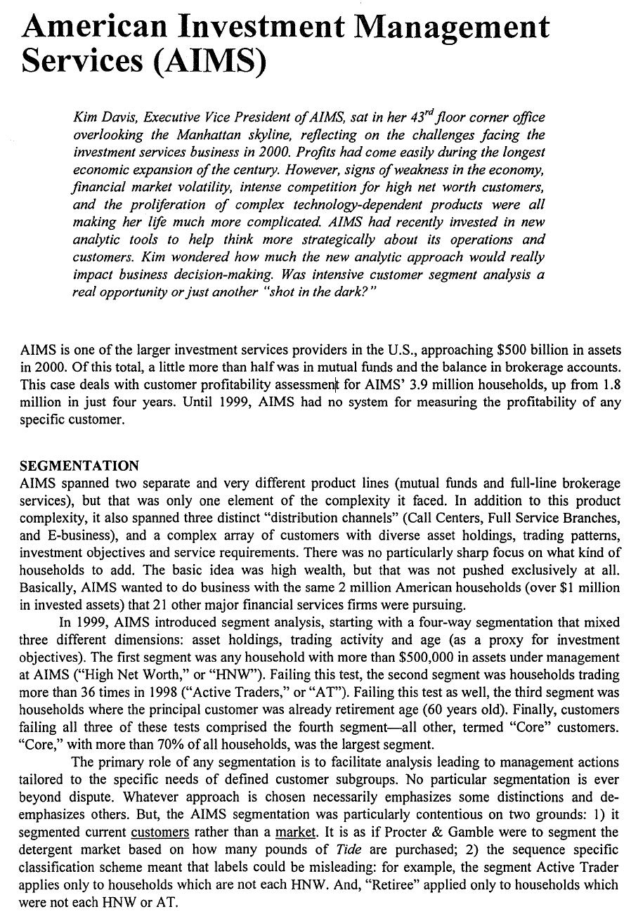 the challenges facing the investment services business in 2000. Profits had come