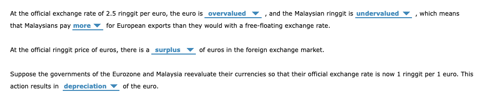 one unit of another country's currency. Suppose the following table presents nominal