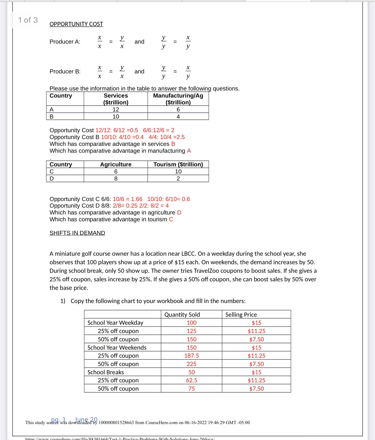 2 of the uploaded images 2) Using one graph, graph thea. Demand