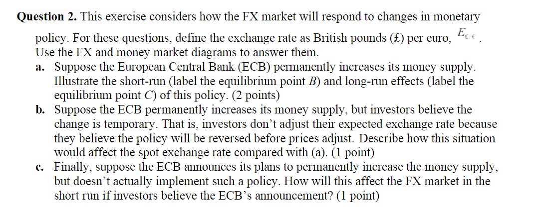  Question 2. This exercise considers how the FX market will respond