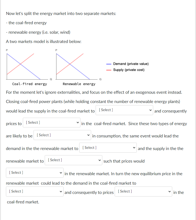  Now let's split the energy market into two separate markets: the
