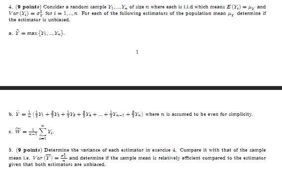 size n where each is i.i.d which means E (Y;) = My
