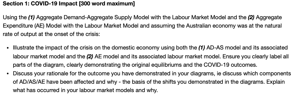  Section 1: COVlD-19 Impact [300 word maximum] Using the (1') Aggregate