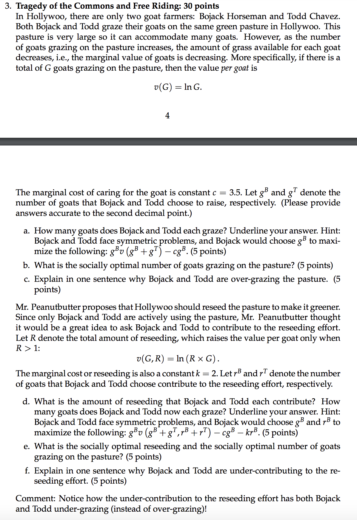 the Commons and Free Riding: 30 points In Hollywood are only two