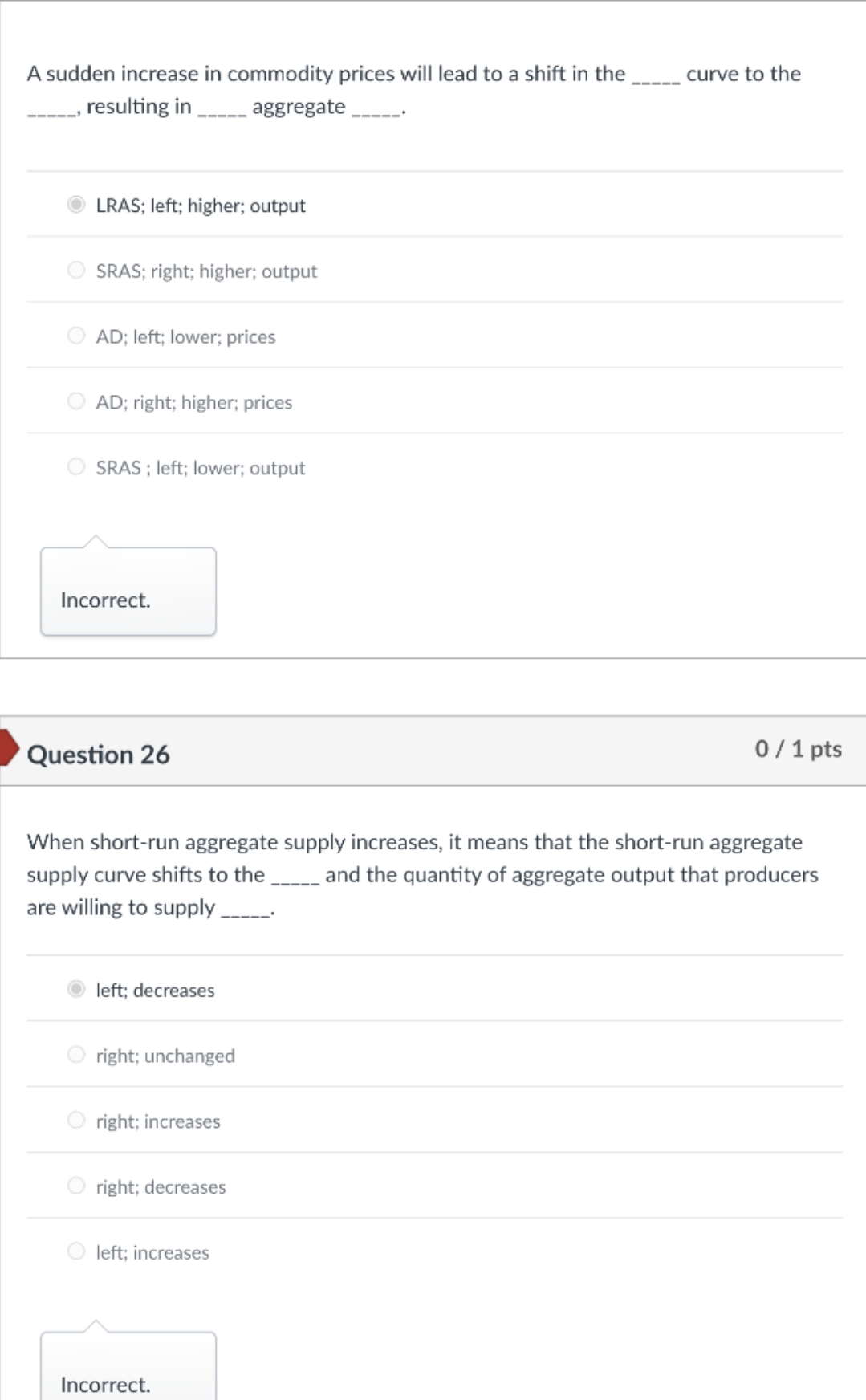 a shift in the _____ curve to the ____, resulting in ____