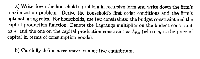representative household makes consumption (0] decisions to maximise lifetime expected utility: ta
