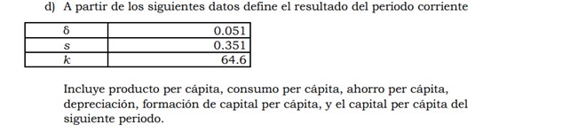 = min(12.5k0-70.3, 80.65/0-410.6)d) A partir de los siguientes datos define el resultado