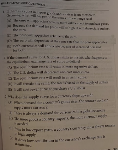  MULTIPLE-CHOICE QUESTIONS 1. If there is a spike in export goods