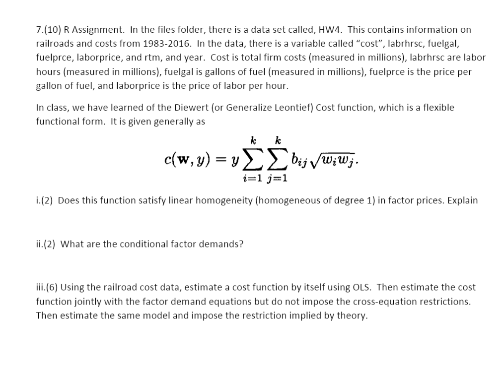  7.(10) R Assignment. In the files folder, there is a data