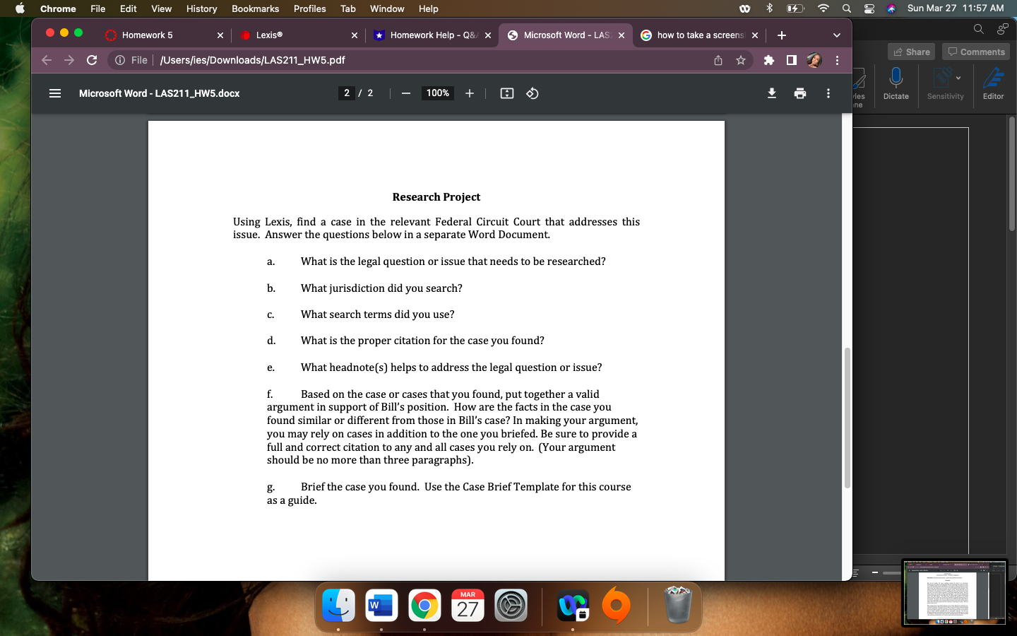 2 7 Sun Mar 27 11:57 AM ... ()Homework 5 X Lexis