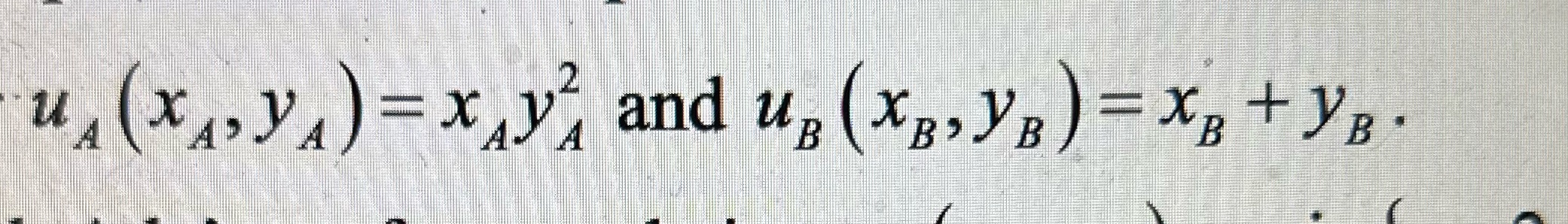 the initial endowment points for (xa,ya) = (10,2) and for (xb,yb)