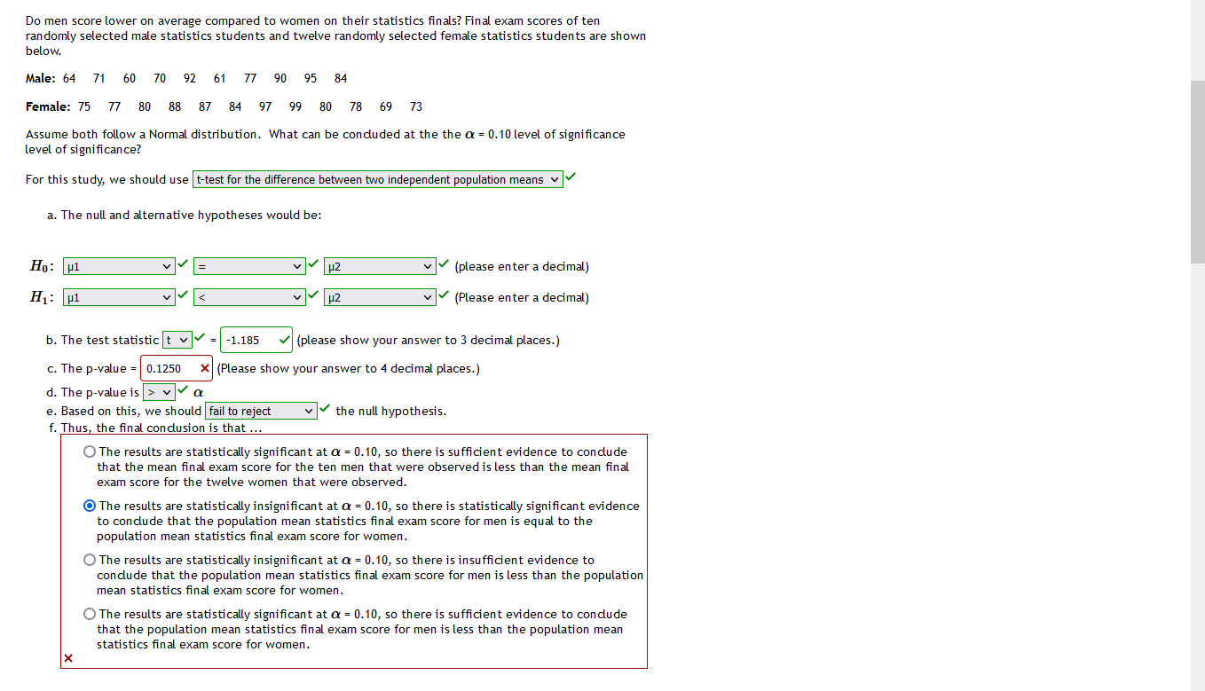 should reject v V the null hypothesis. f. Thus, the final conclusion