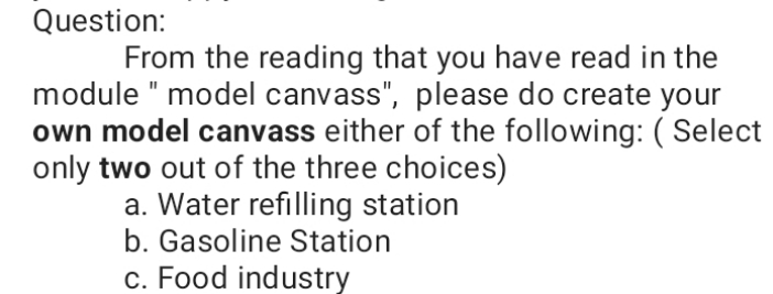 read in the module " model canvass", please do create your own