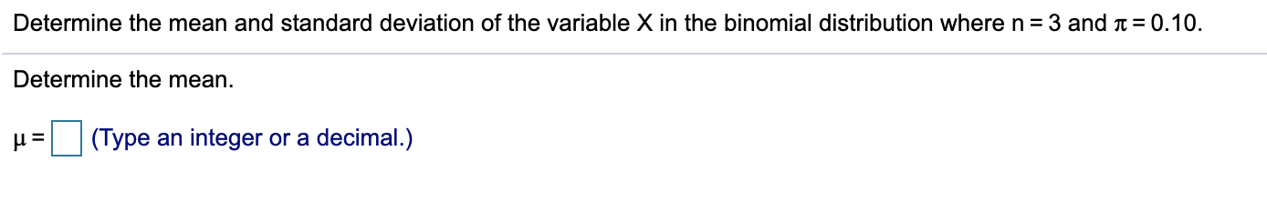 of the variable X in the binomial distribution where n = 3