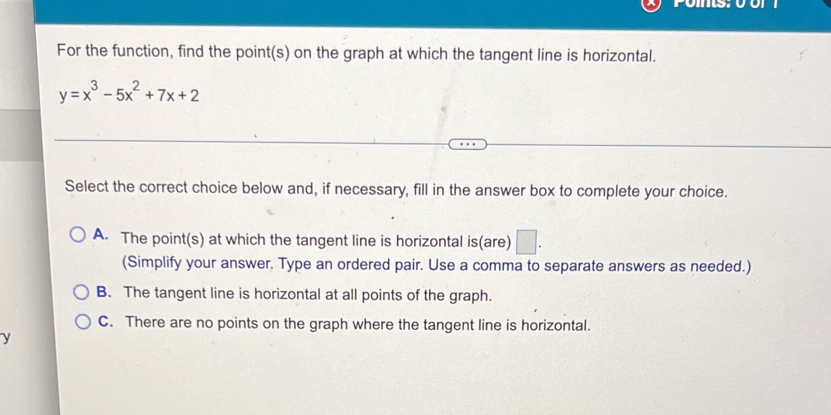 For the function, nd the point(s) on the graph at which