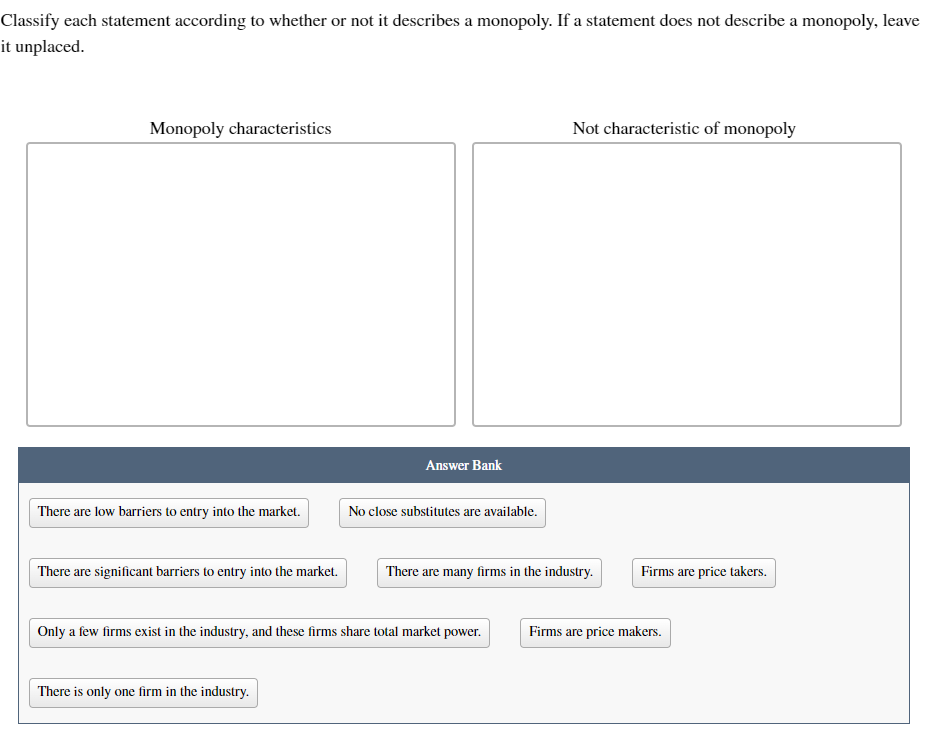  Classify each statement according to whether or not it describes a