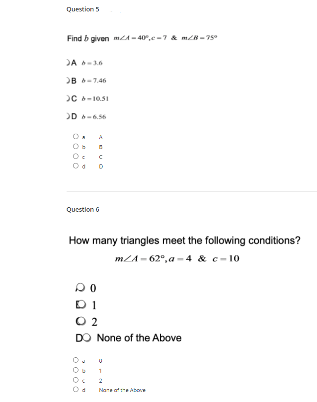 a A Ob B OC C Od DQuestion 3 Find m 4B