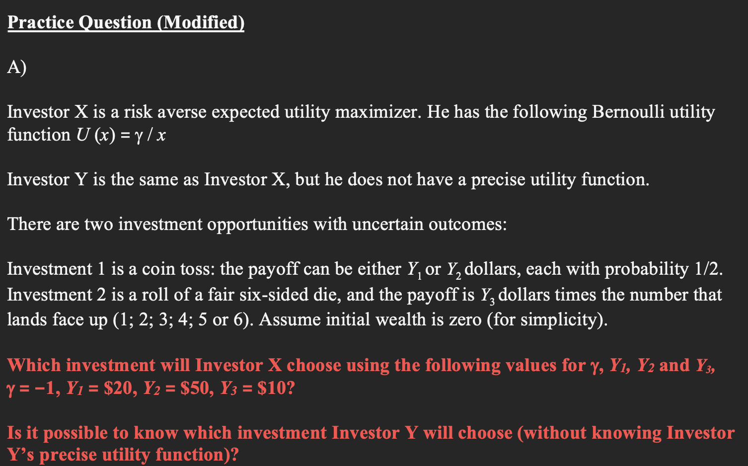 Can you please help me solve the following question? For part