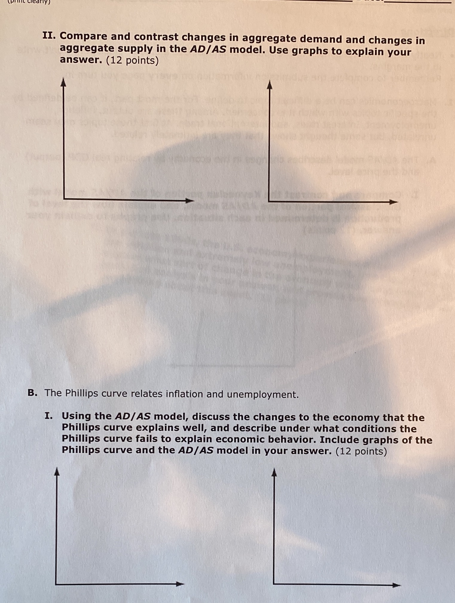 need help with both questions (explanation and graphs) II. Compare and