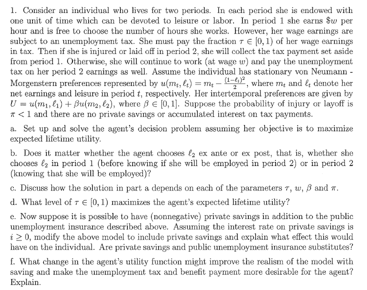 Assignment how to do it 1. Consider an individual who lives