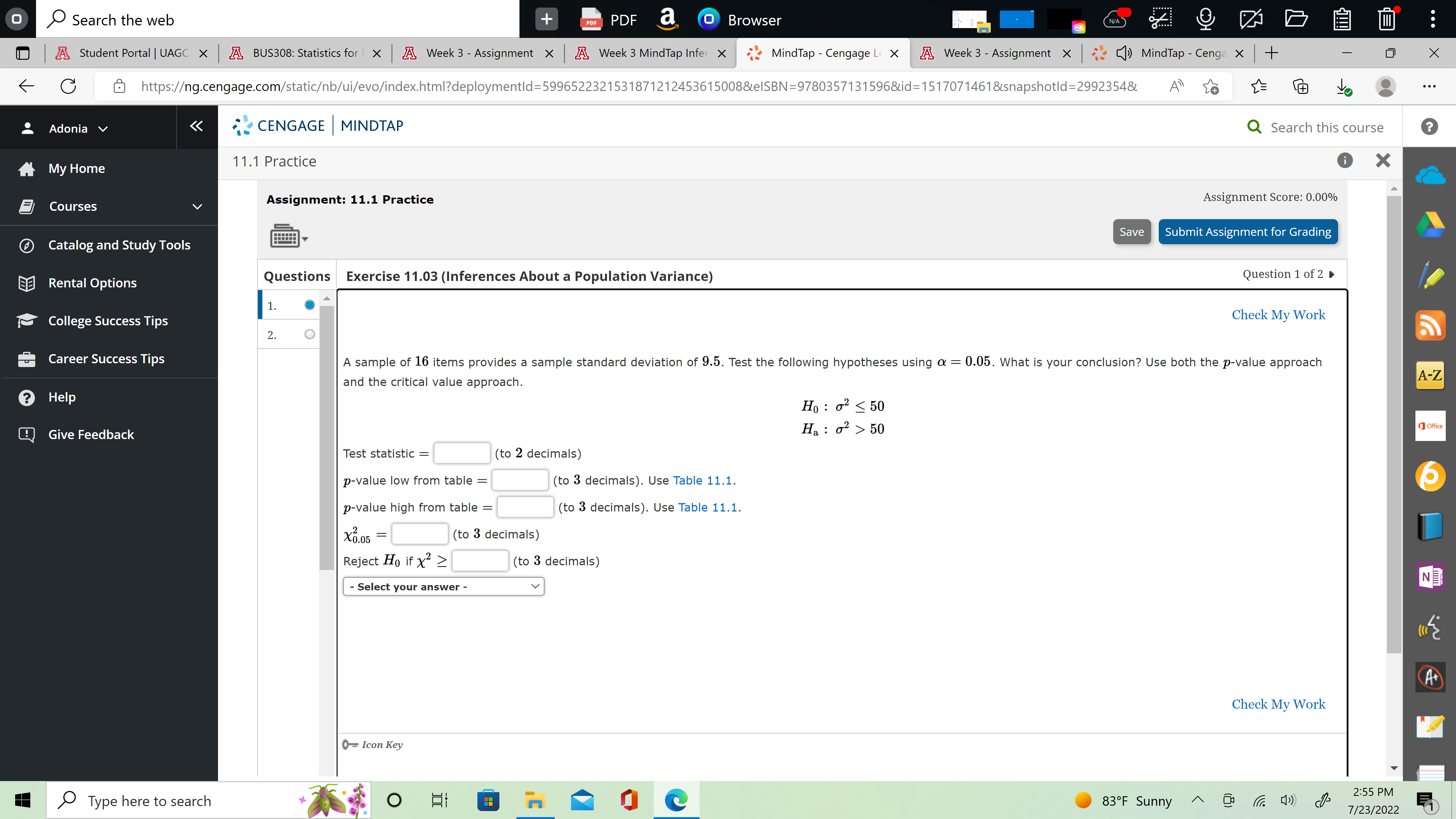 BUS308: Statistics X A Week 3 - Assignm X A Week 3
