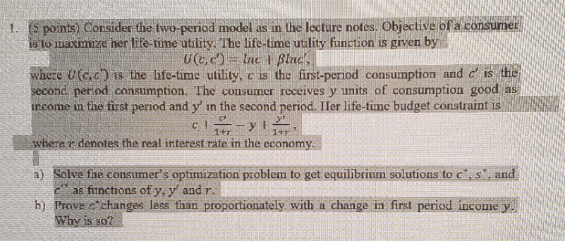 as in the lecture notes. Objective of a consumer is to maximize