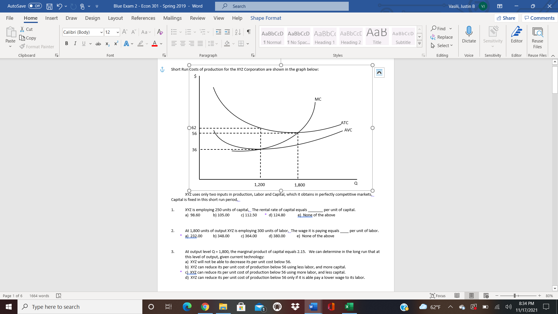  AutoSave . Off) Blue Exam 2 - Econ 301 - Spring