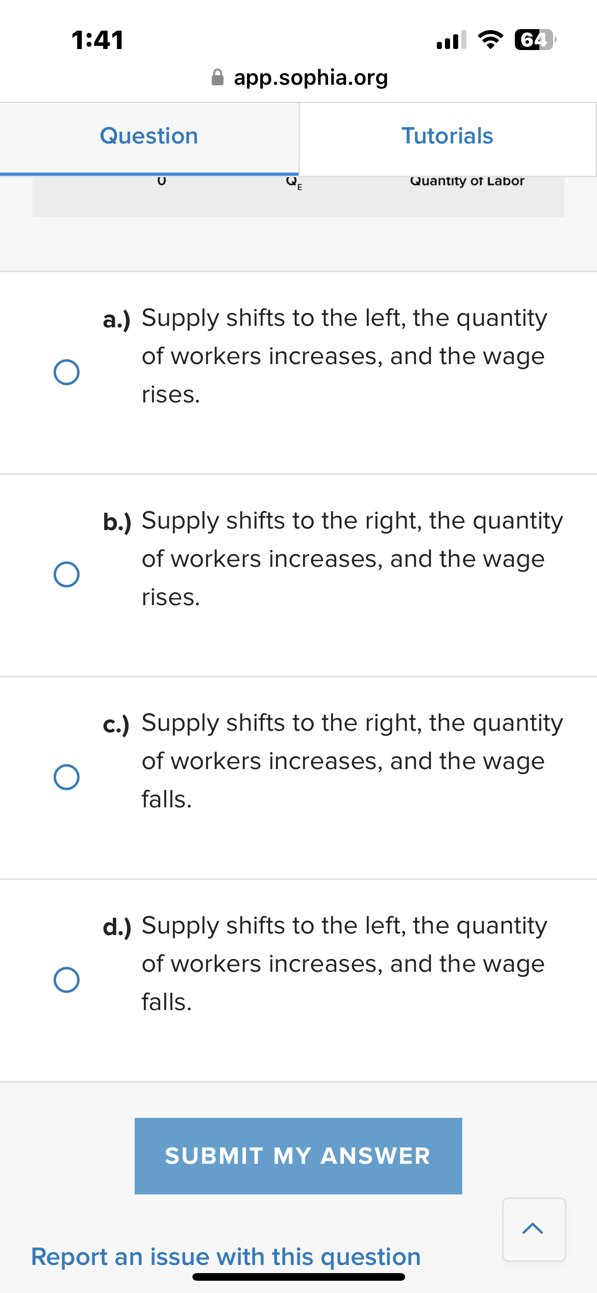 1:41 .II "3' (EB- B app.sophia.org Question Tutorials U U uuantlty