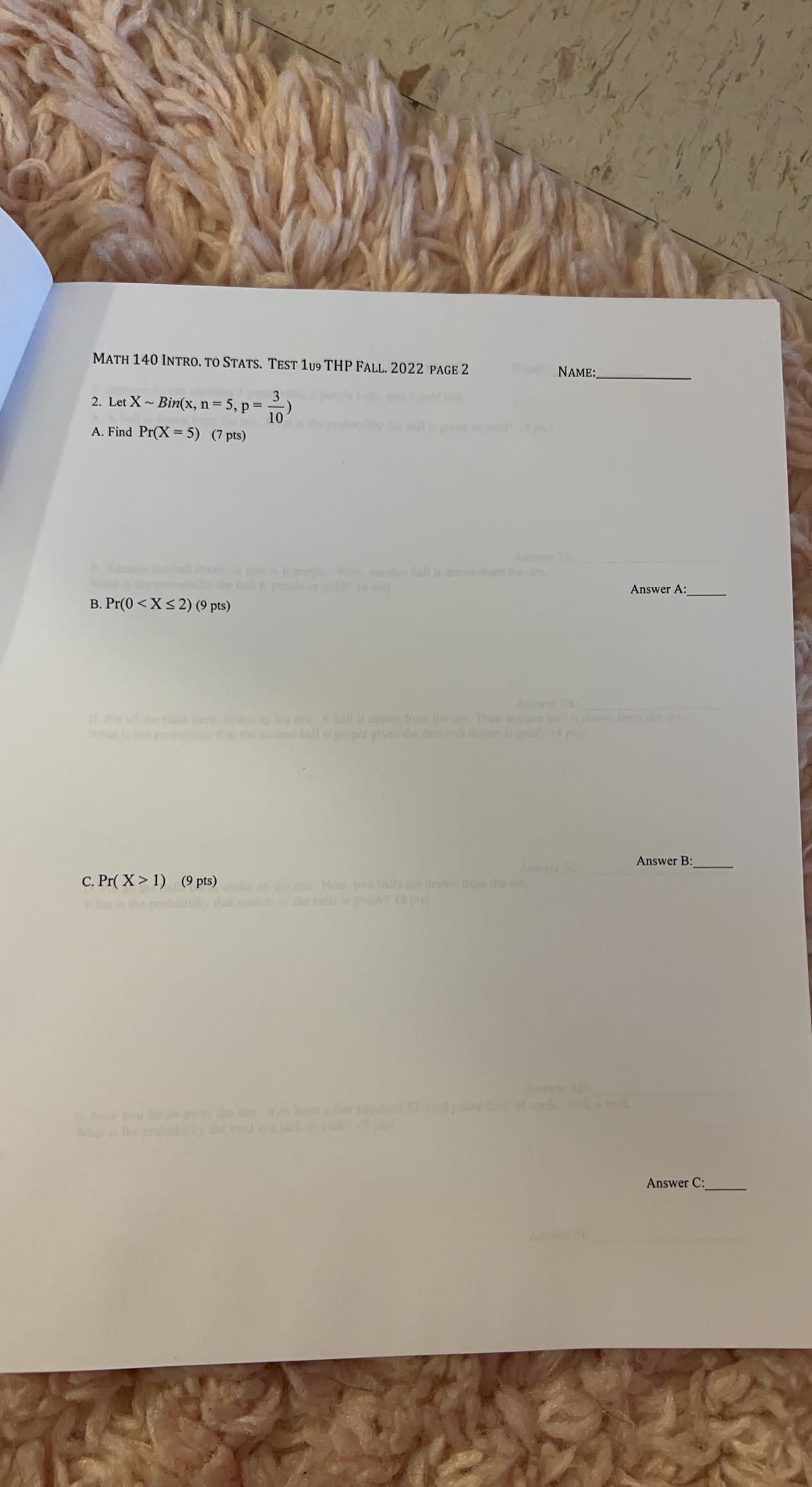 200. A. Approximately probability that A is less than 1,049 with three