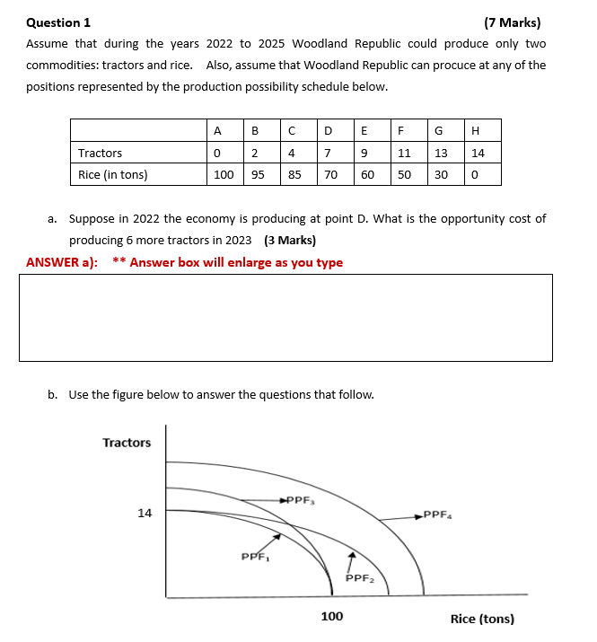 by the production possibility schedule below. A D E F G H