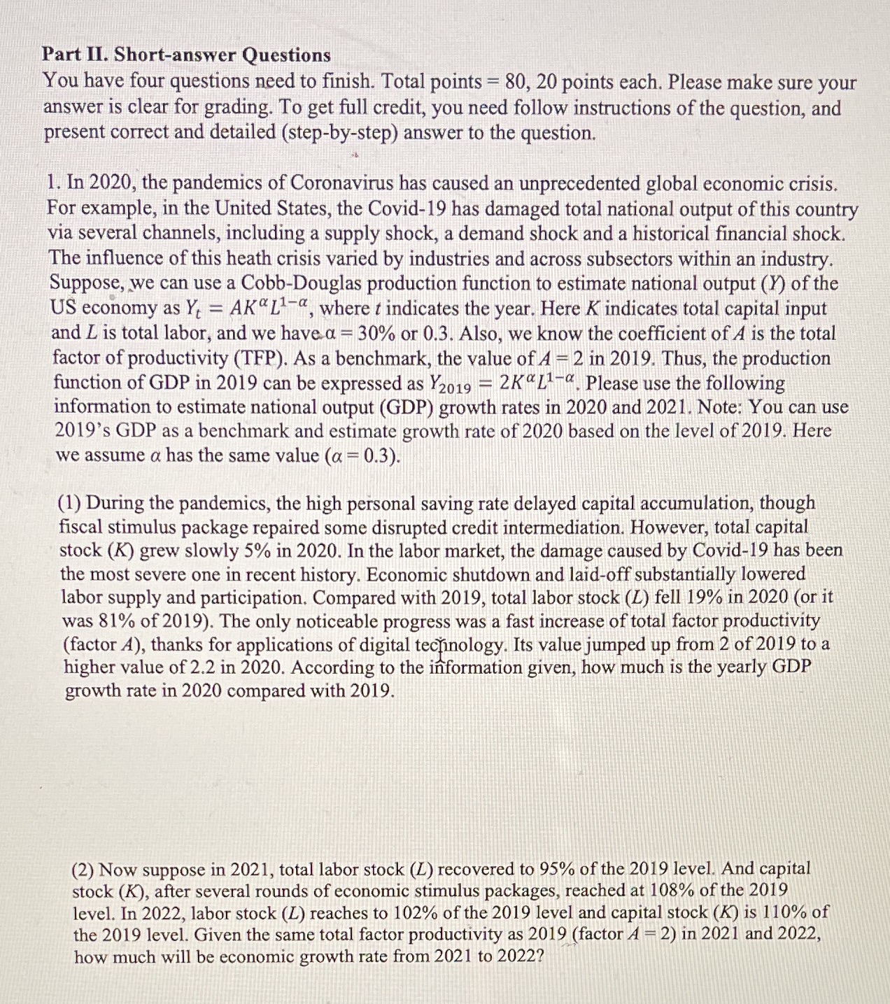 -_ Part II. Shortanswer Questions You have four questiOns need to