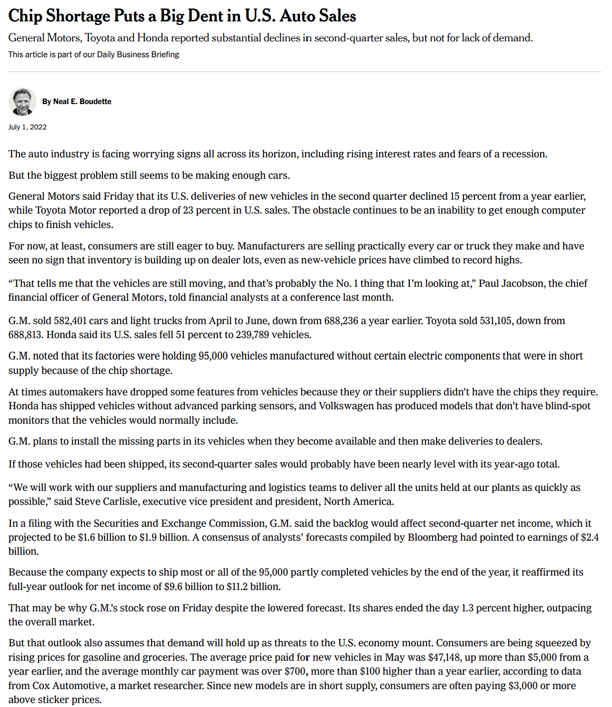 second-quarter sales, but not for lack of demand. This article is part