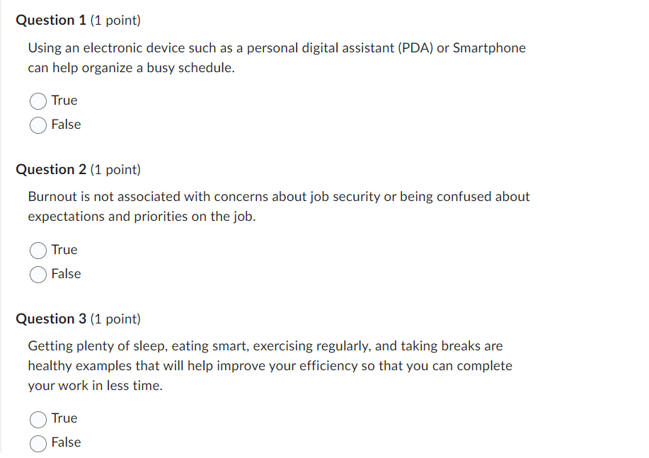  Question 1 [1 point) Using an electronic device such as a