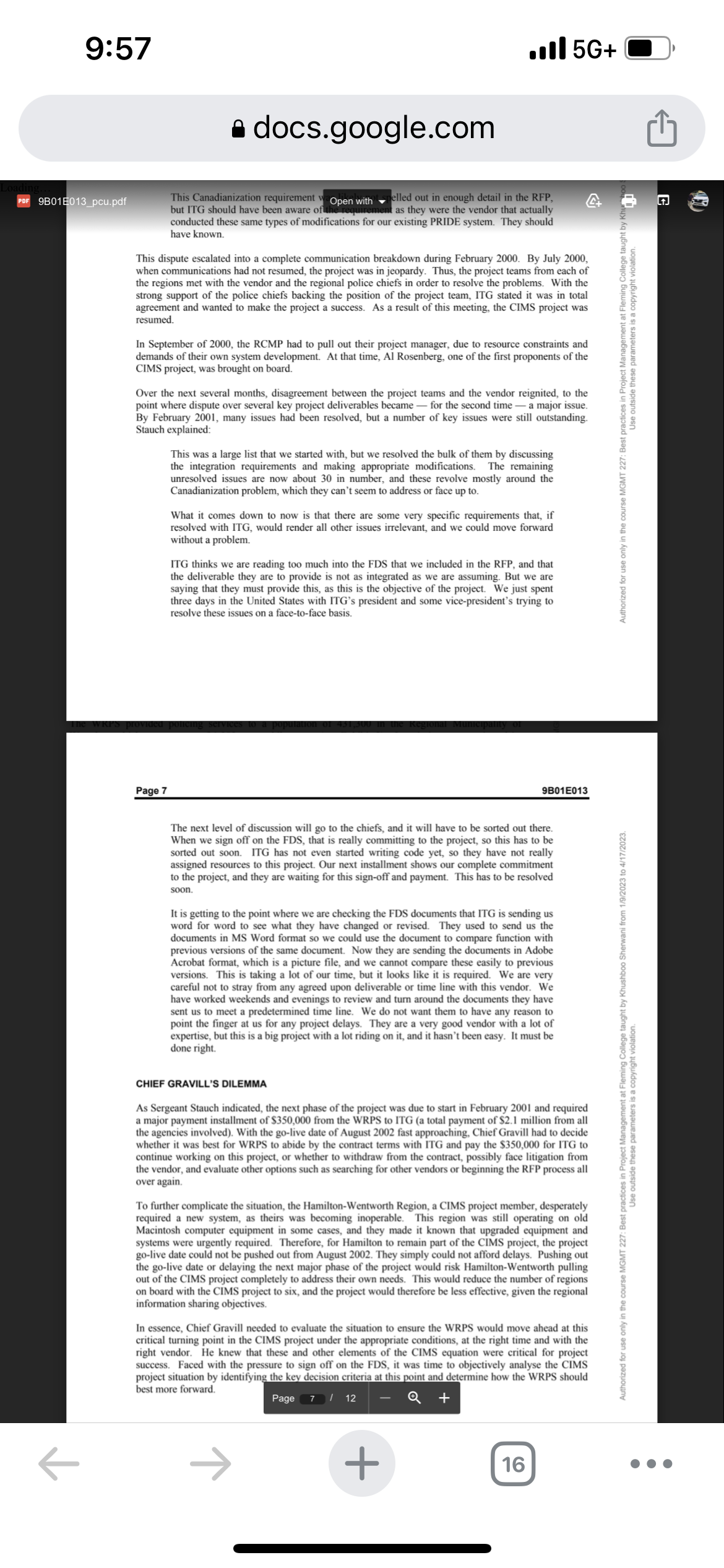 and Scott Schneberger prepared this case solely to provide material for class