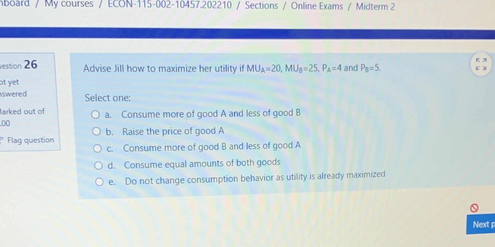 board / My courses / ECON-115-002-10457.202210 / Sections / Online Exams