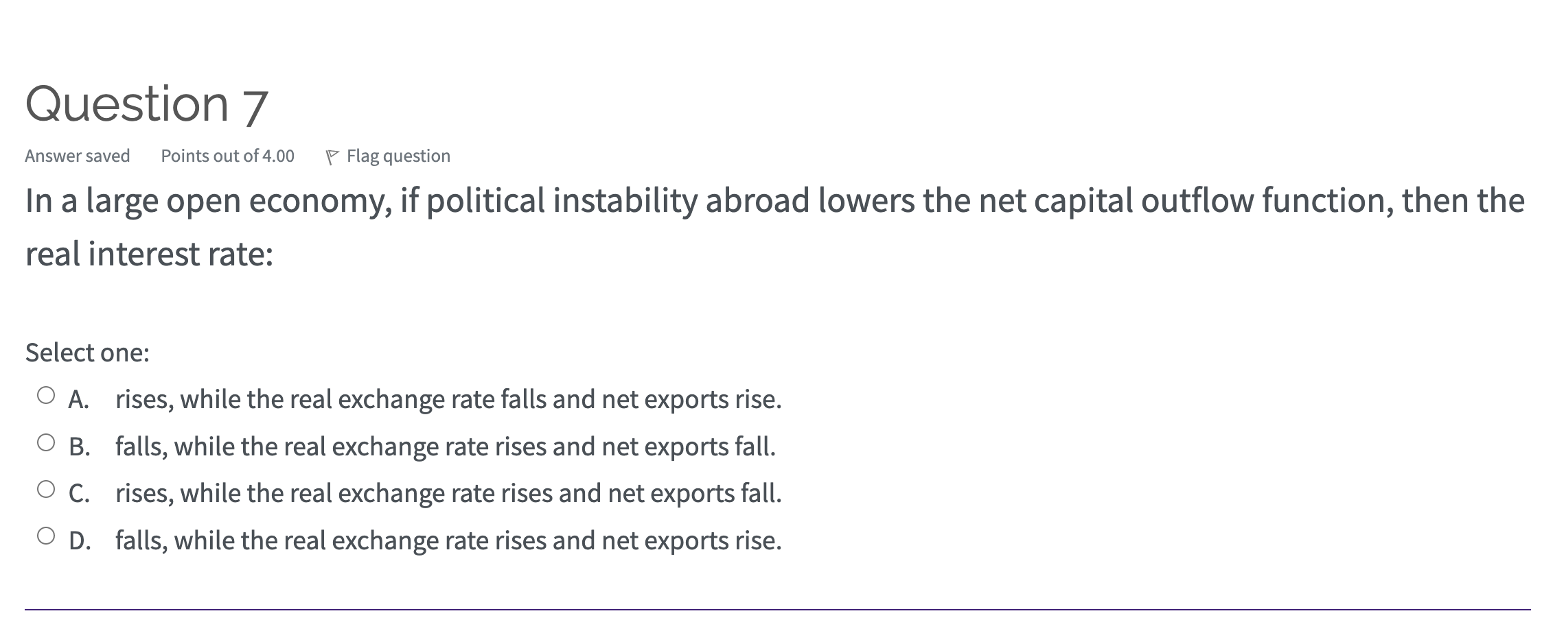  Question 7 Answer saved Points out of 4.00 \\'7 Flag question